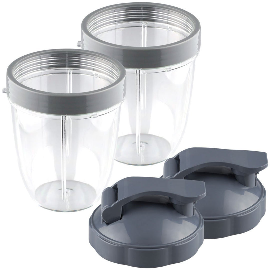 18 oz Short Cup with Flip to Go Lid + Extractor Blade for Nutribullet Lean NB-203 1200W Blender