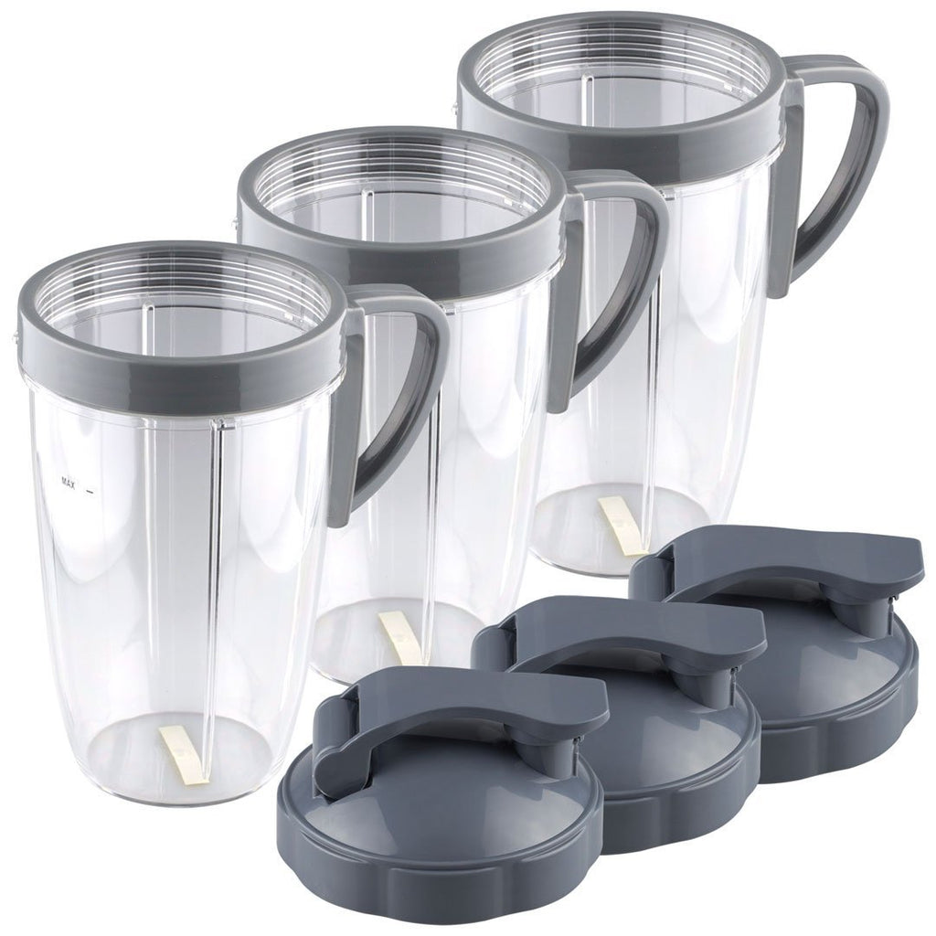 Replacement 24 Oz Cup with Flip Top To Go Lid & Extractor Blade Compatible  With Nutri Bullet 600W 900W Blender (2 Cups With Lid + Blade)