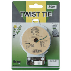 30m(98.43ft) Twist Ties Green Coated Garden Plant Ties with Cutter for Gardening and Office Organization, Home