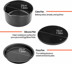 Air Fryer Accessories Set of 5 Fit 8Inch Air Fryer, FDA Compliant, BPA Free, Dishwasher Safe, Nonstick Coating（8Inch)