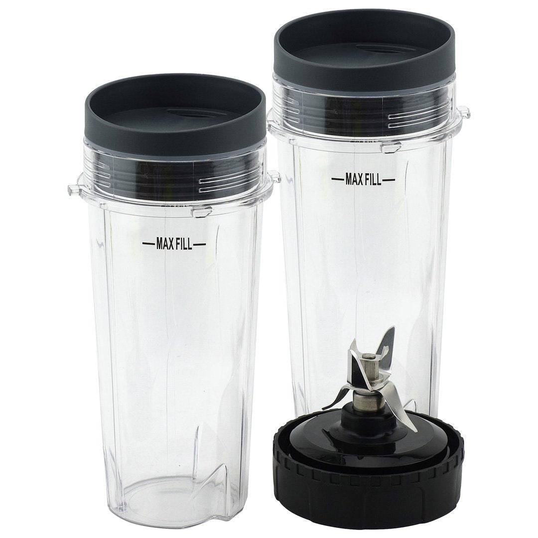 2 Pack 16 oz Cup with Sip & Seal Lid and Extractor Blade Replacement Parts 322KKU770 Compatible with Nutri Ninja BL770 BL771 BL772 BL773CO BL780