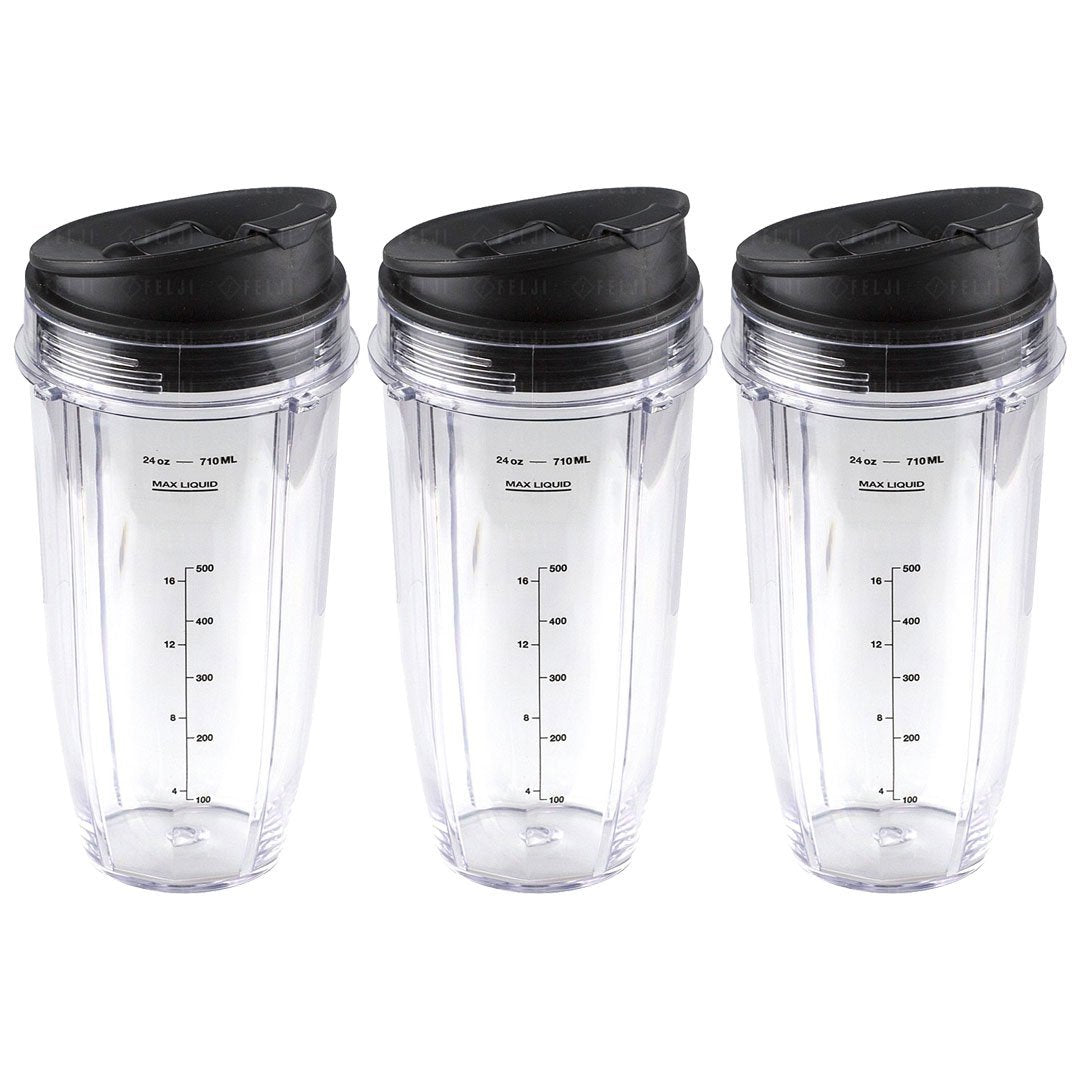 2 Pack 24 oz Cup with Sip & Seal Lid Replacement Parts 483KKU486 408KKU641 Compatible with Nutri Ninja Auto-iQ BL480 BL640 CT680 Blenders