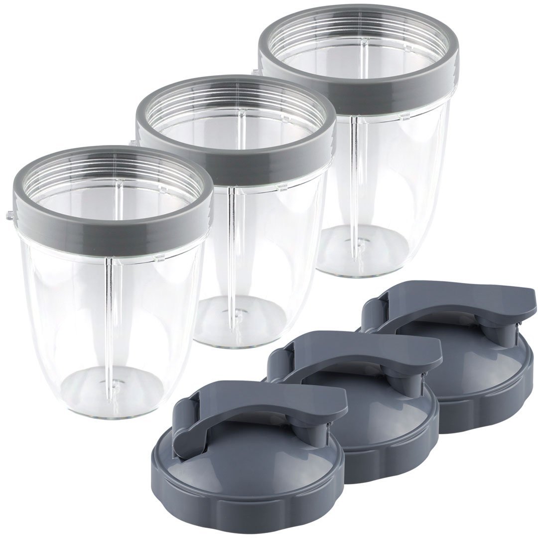 3 pack nutribullet 18 oz short cup with lip ring and flip to go lids
