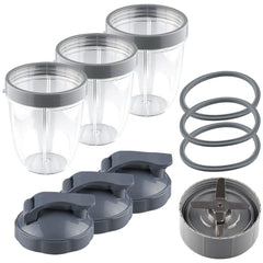 nutribullet extractor blade 3 18 oz short cups with lip ring flip to go lids and 3 gaskets